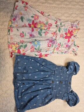 Cat & Jack Light Blue Chambray Smocked Dress